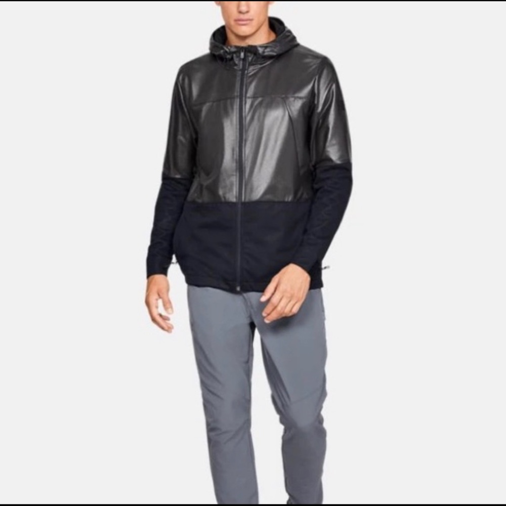 ⭐️HOST PICK⭐️NWT Men Medium UA Hybrid Windbreaker Jacket Black - Picture 2 of 7